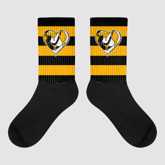 Taxi Yellow Toe 1s Sublimated Socks Horizontal Stripes Graphic