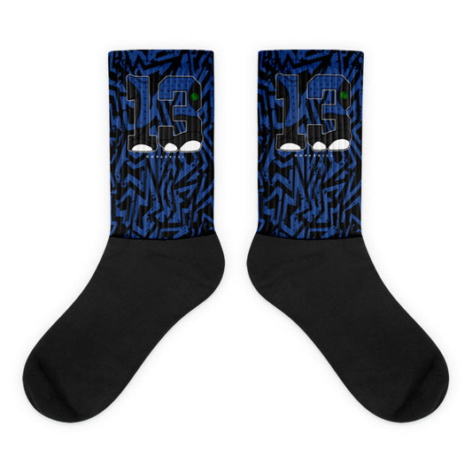 Jordan 13 Brave Blue Dopeskill Socks Curved Graphic