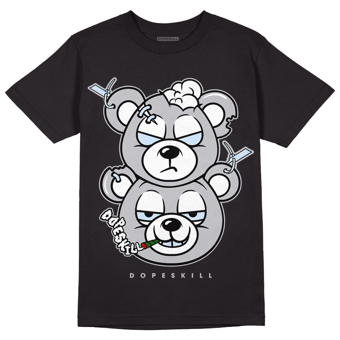 Jordan 11 Retro Low Cement Grey DopeSkill T-Shirt New Double Bear Graphic Streetwear - Black