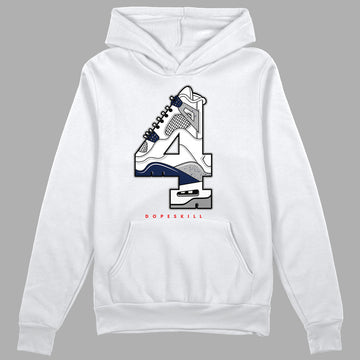 Midnight Navy 4s DopeSkill Hoodie Sweatshirt No.4 Graphic - White