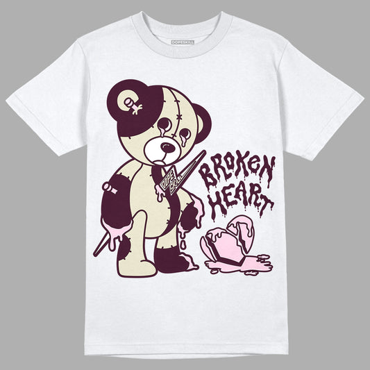 Dunk Low Night Maroon and Medium Soft Pink DopeSkill T-Shirt Broken Heart Graphic Streetwear - White