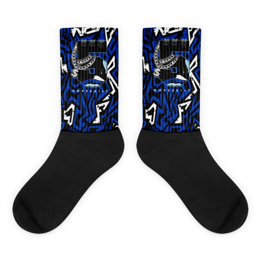 AJ 5 Racer Blue Dopeskill Socks Curved Graphic