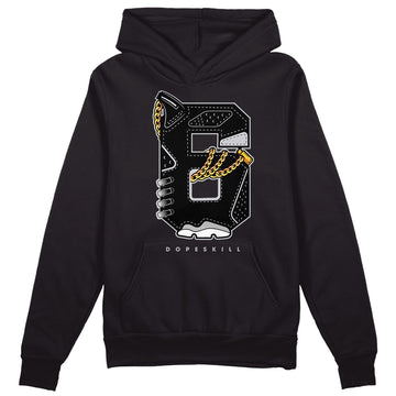 Black Metallic Chrome 6s DopeSkill Hoodie Sweatshirt Number No.6 Graphic - Black