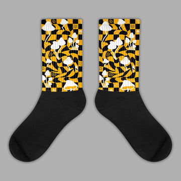 Taxi Yellow Toe 1s Sublimated Socks Mushroom Graphic