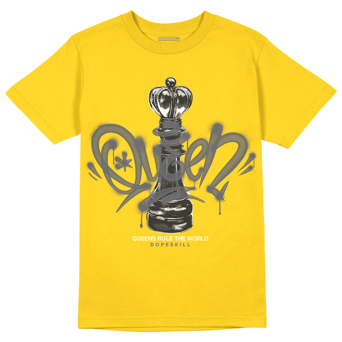 Jordan 4 Lightning DopeSkill Tour Yellow T-Shirt Queen Chess Graphic Streetwear