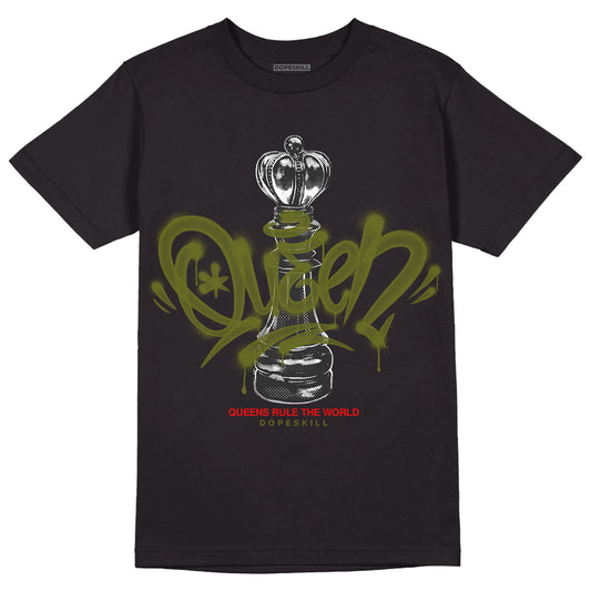 Travis Scott x Jordan 1 Low OG “Olive” DopeSkill T-Shirt Queen Chess Graphic Streetwear - Black