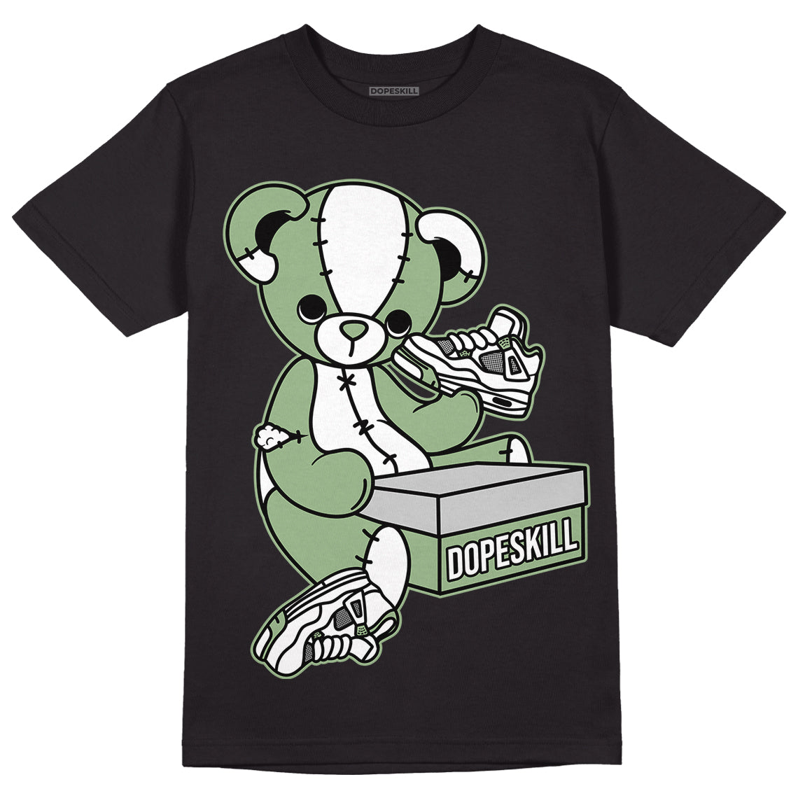 Seafoam 4s DopeSkill T-Shirt Sneakerhead BEAR Graphic - Black