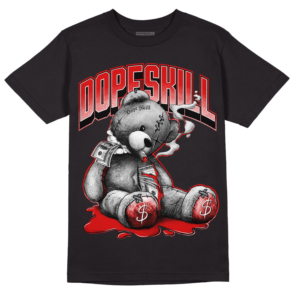 Gym Red 9s DopeSkill T-Shirt Sick Bear Graphic - Black