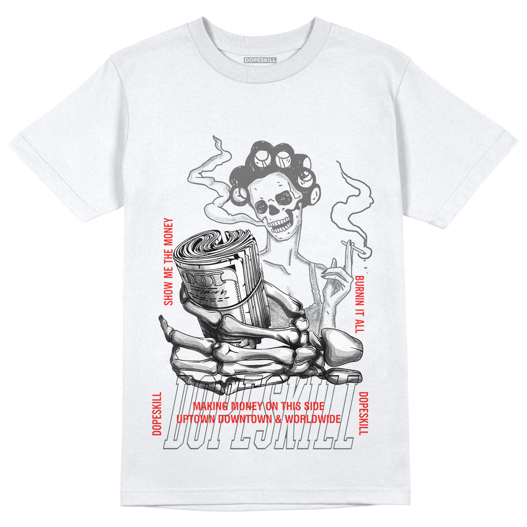 Jordan 9 Particle Grey DopeSkill T-Shirt Show Me The Money Graphic - White 