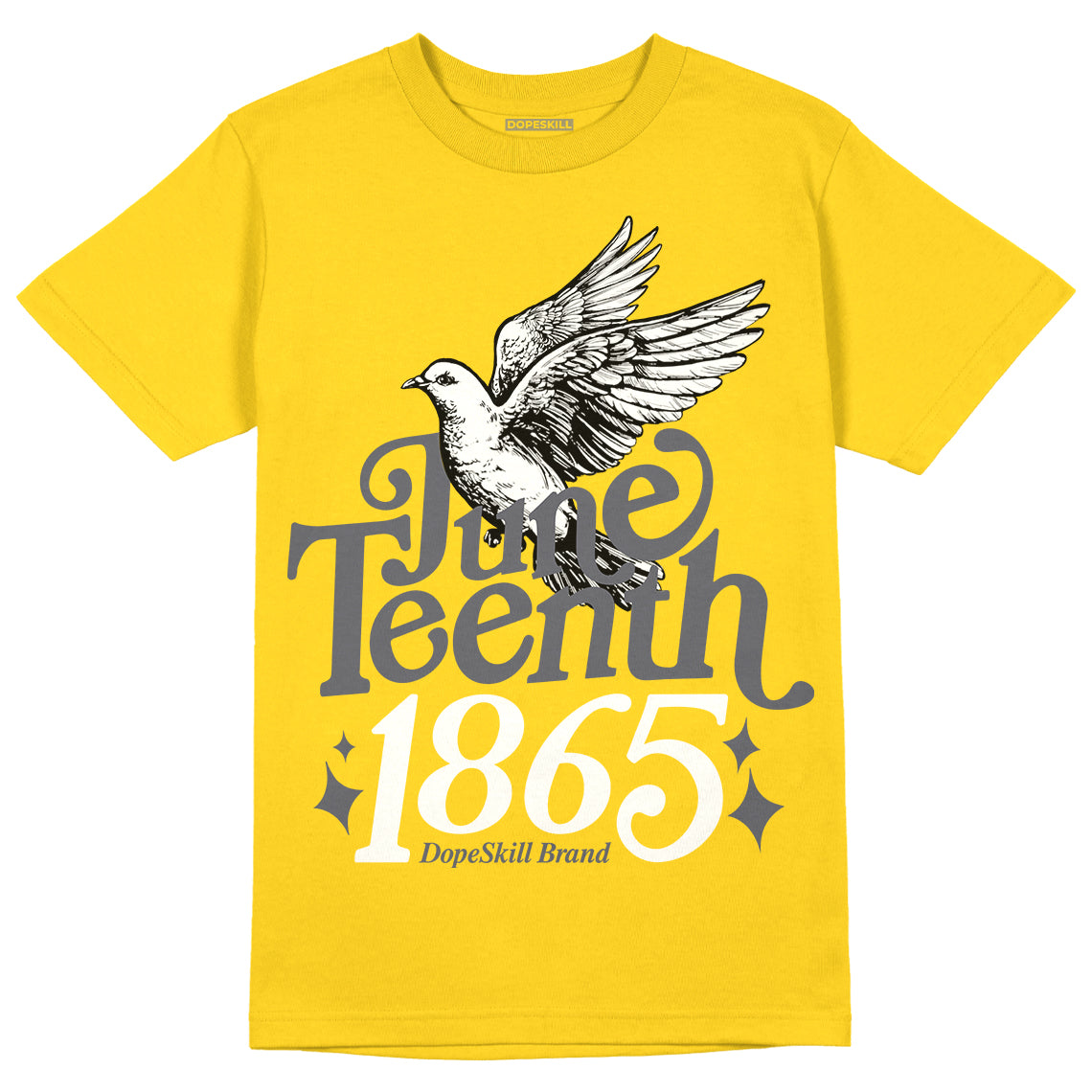 Jordan 4 Lightning DopeSkill Tour Yellow T-Shirt Juneteenth 1865 Graphic Streetwear