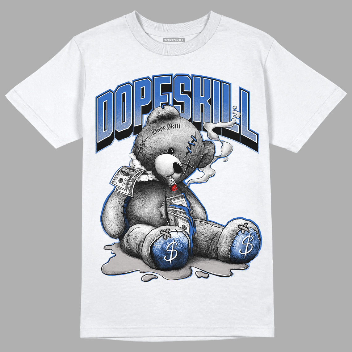 True Blue 1s DopeSkill T-Shirt Sick Bear Graphic - White