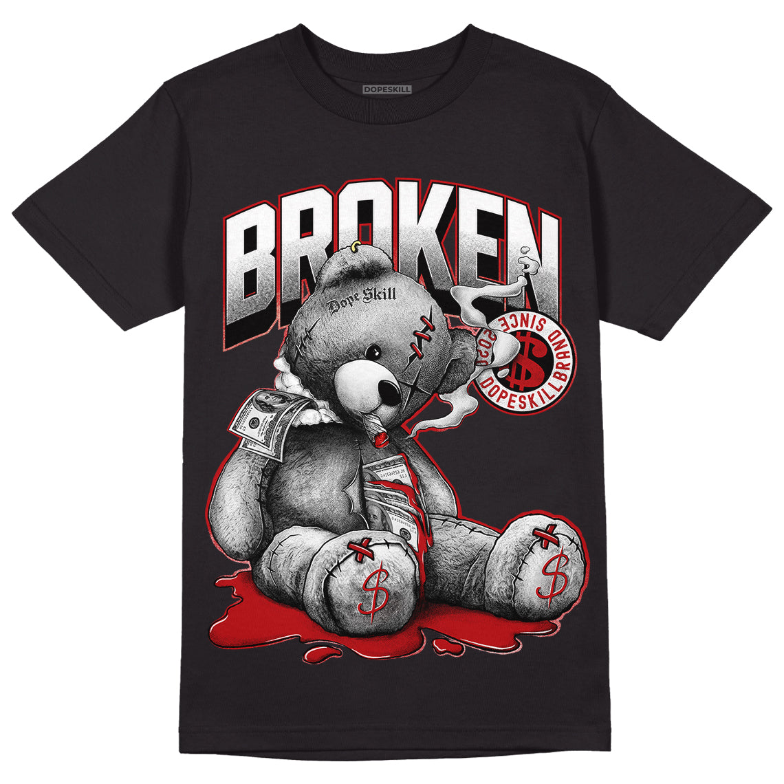 Playoffs 13s DopeSkill T-Shirt Sick Bear Graphic - Black