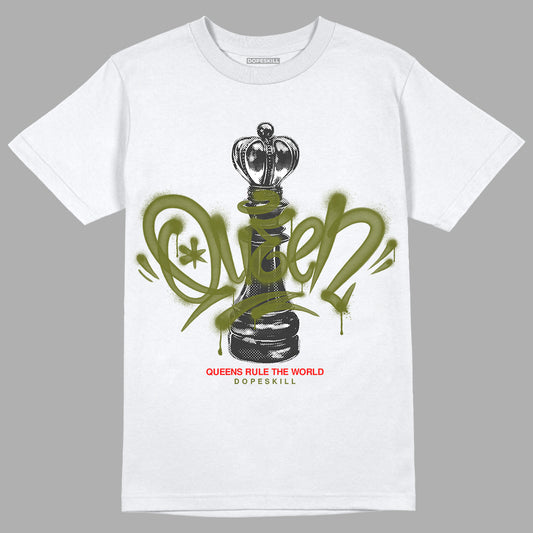 Travis Scott x Jordan 1 Low OG “Olive” DopeSkill T-Shirt Queen Chess Graphic Streetwear - White