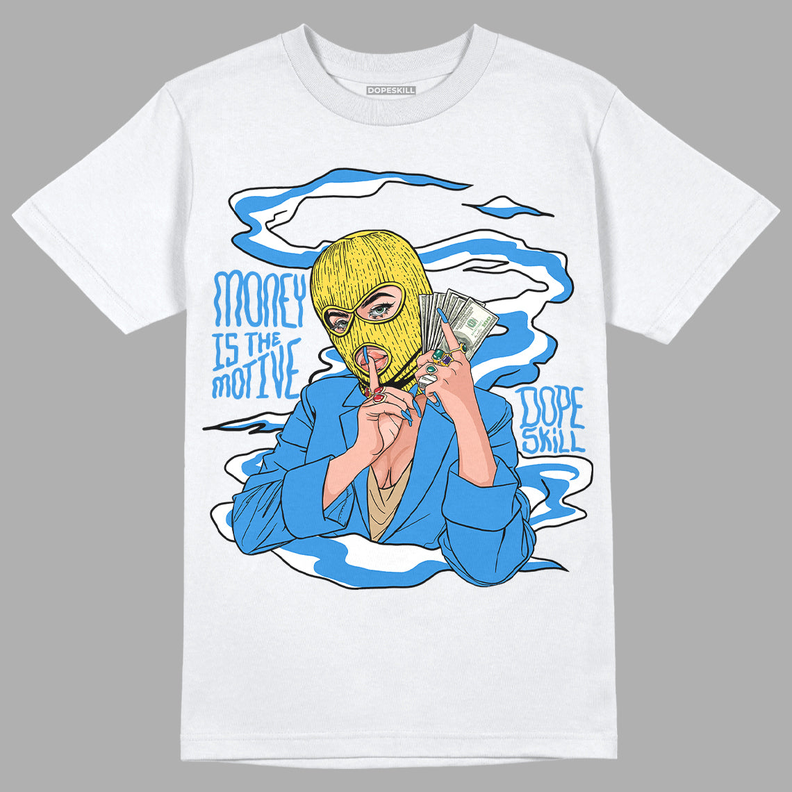 SB Dunk Low Homer DopeSkill T-Shirt Money Is The Motive Graphic - White