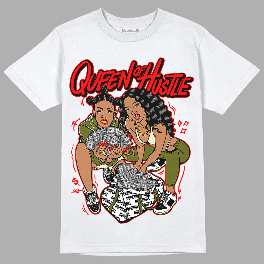 Travis Scott x Jordan 1 Low OG “Olive” DopeSkill T-Shirt Queen Of Hustle Graphic Streetwear - White