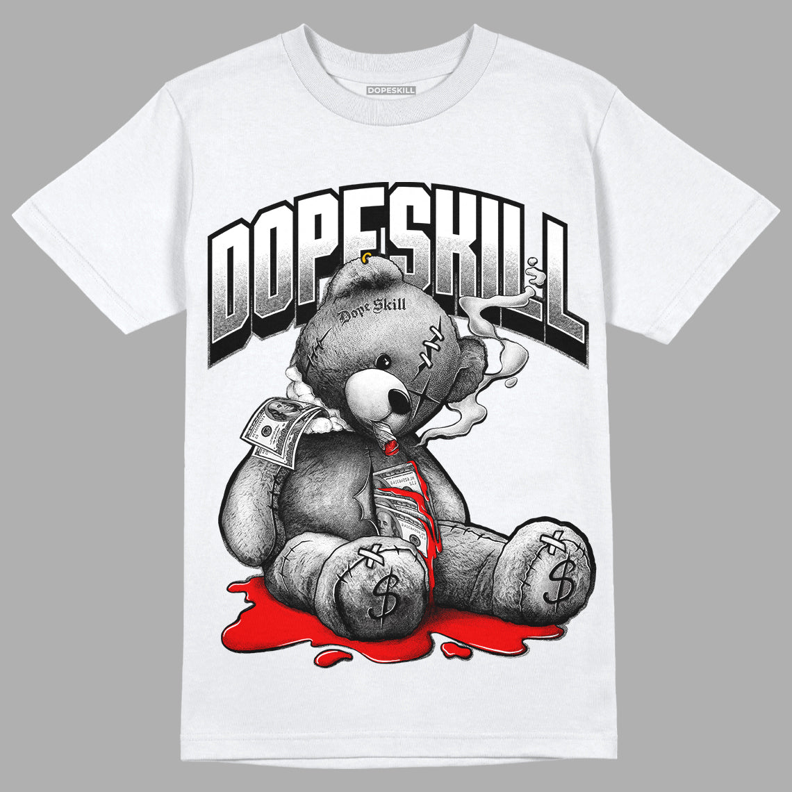 Jordan 1 High 85 Black White DopeSkill T-Shirt Sick Bear Graphic Streetwear - White 