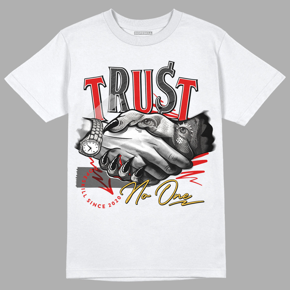 Dunk Low Gym Red DopeSkill T-Shirt Trust No One Graphic - White 