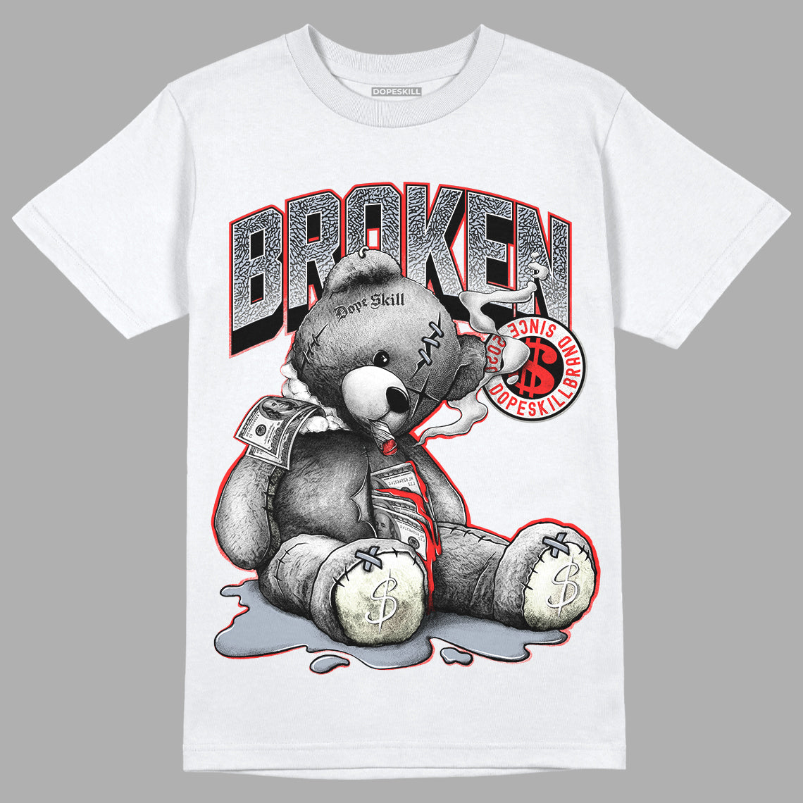 Jordan 3 Retro White Cement Reimagined DopeSkill T-Shirt Sick Bear Graphic Streetwear - White