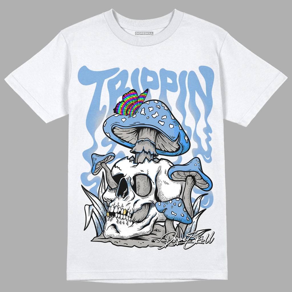 Jordan 5 Retro University Blue DopeSkill T-Shirt Trippin Graphic Streetwear - White