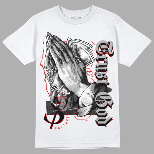 Jordan 5 Retro P51 Camo DopeSkill T-Shirt Trust God Graphic Streetwear  - White 
