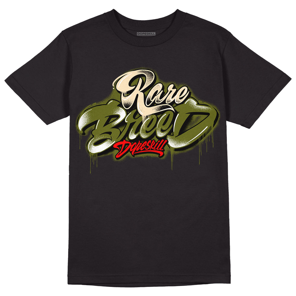 Travis Scott x Jordan 1 Low OG “Olive” DopeSkill T-Shirt Rare Breed Type Graphic Streetwear - Black