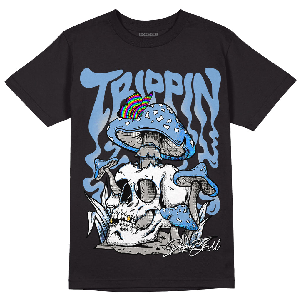 Jordan 5 Retro University Blue DopeSkill T-Shirt Trippin Graphic Streetwear - Black