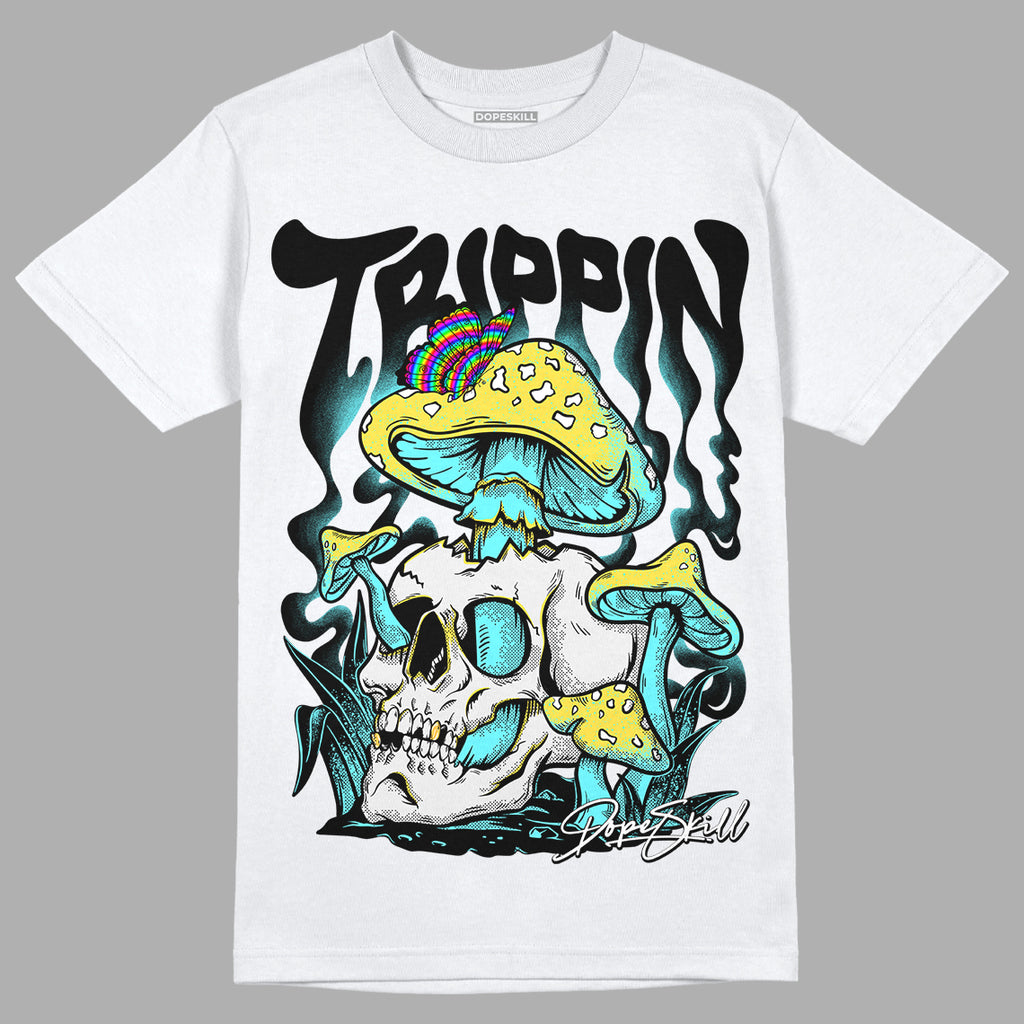 Aqua 5s DopeSkill T-Shirt Trippin Graphic - White
