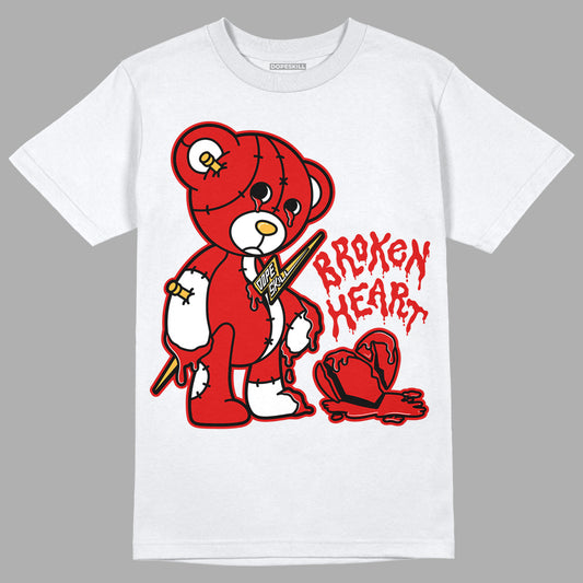 Dunk Low Gym Red DopeSkill T-Shirt Broken Heart Graphic - White 