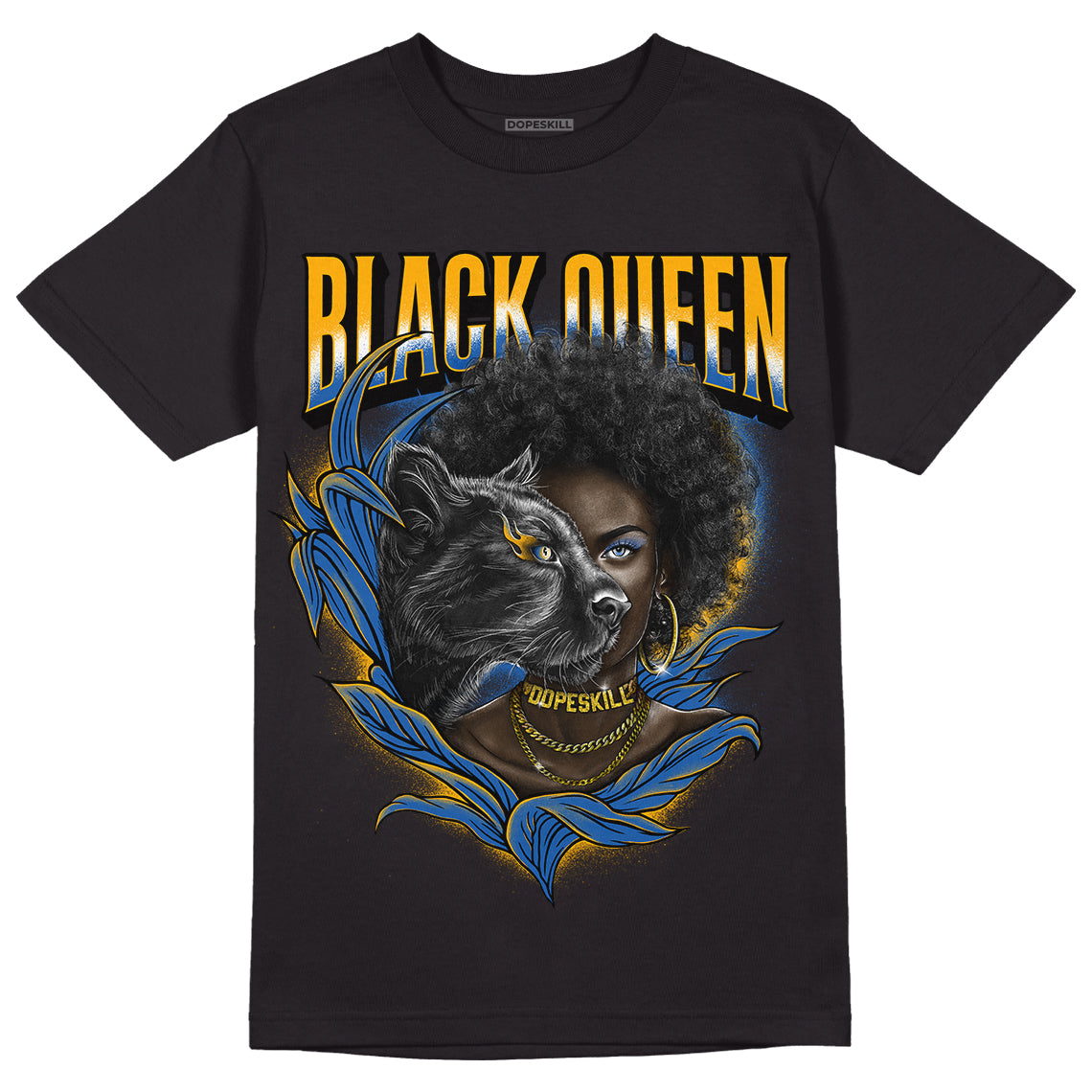 Dunk Blue Jay and University Gold DopeSkill T-Shirt New Black Queen Graphic Streetwear - Black