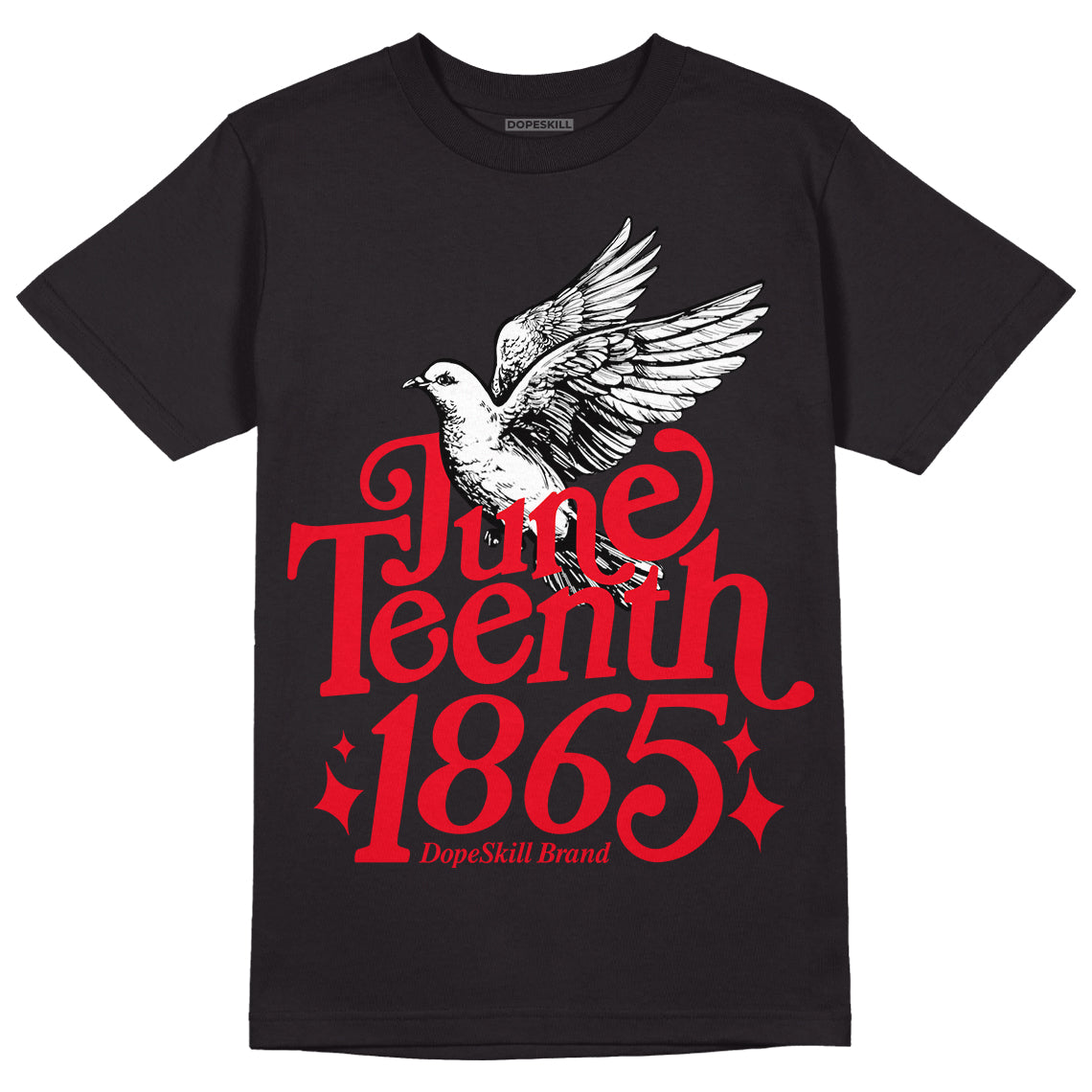 Jordan 4 Red Thunder DopeSkill T-Shirt Juneteenth 1865 Graphic Streetwear - Black