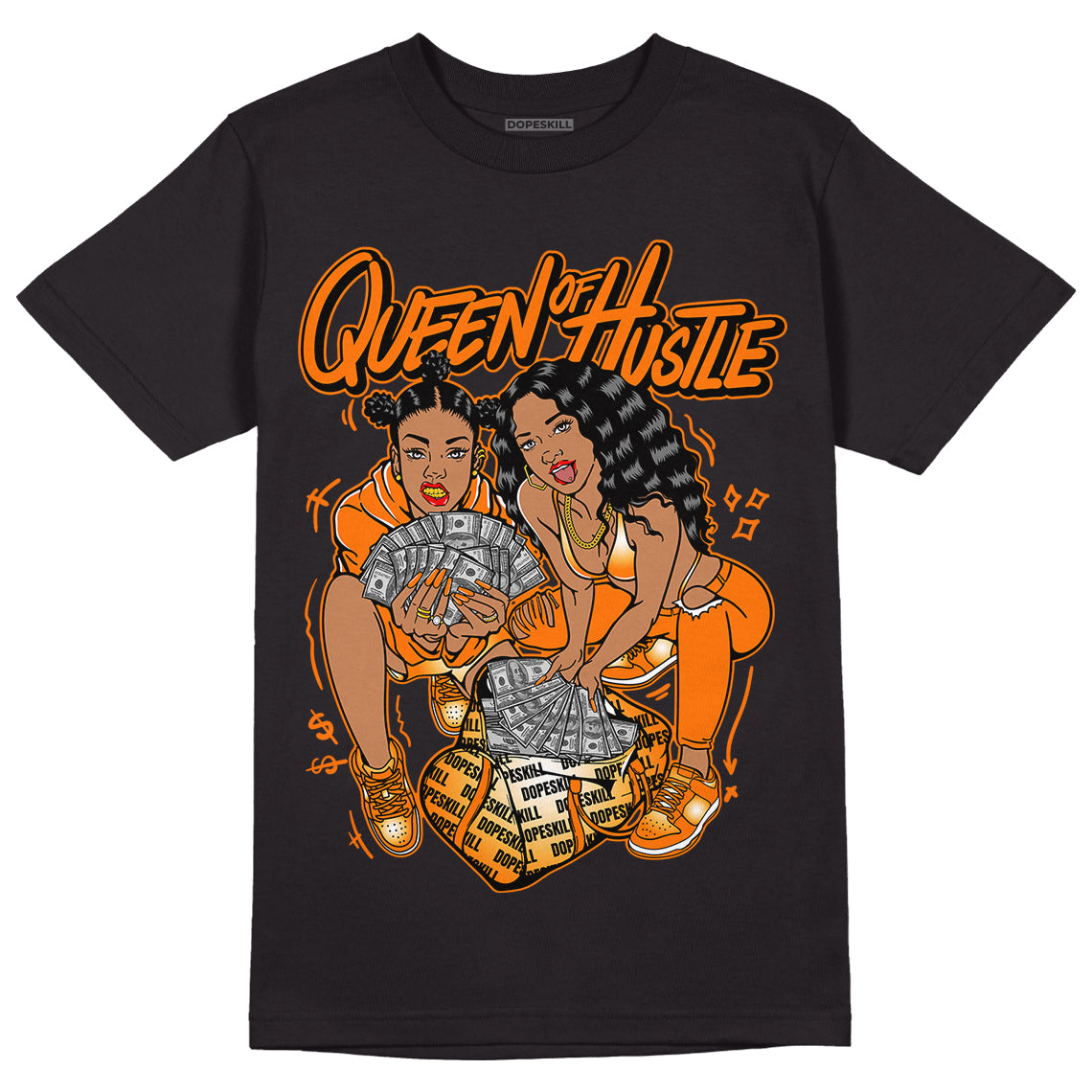 Wmns Dunk Low 'Magma Orange DopeSkill T-Shirt Queen Of Hustle Graphic Streetwear - Black