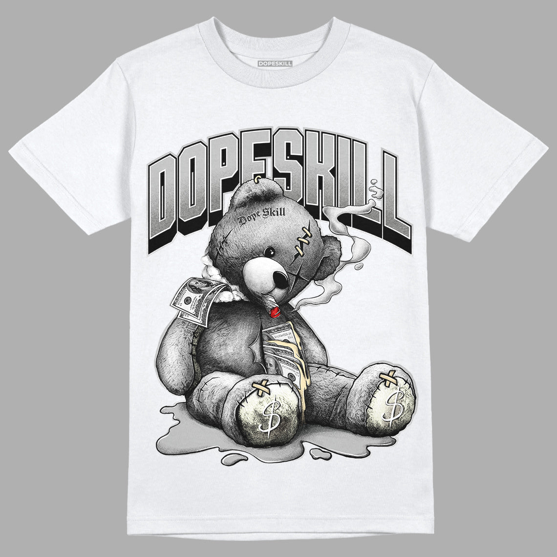 Jordan 4 Retro SE Craft Photon Dust DopeSkill T-Shirt Sick Bear Graphic Streetwear  White