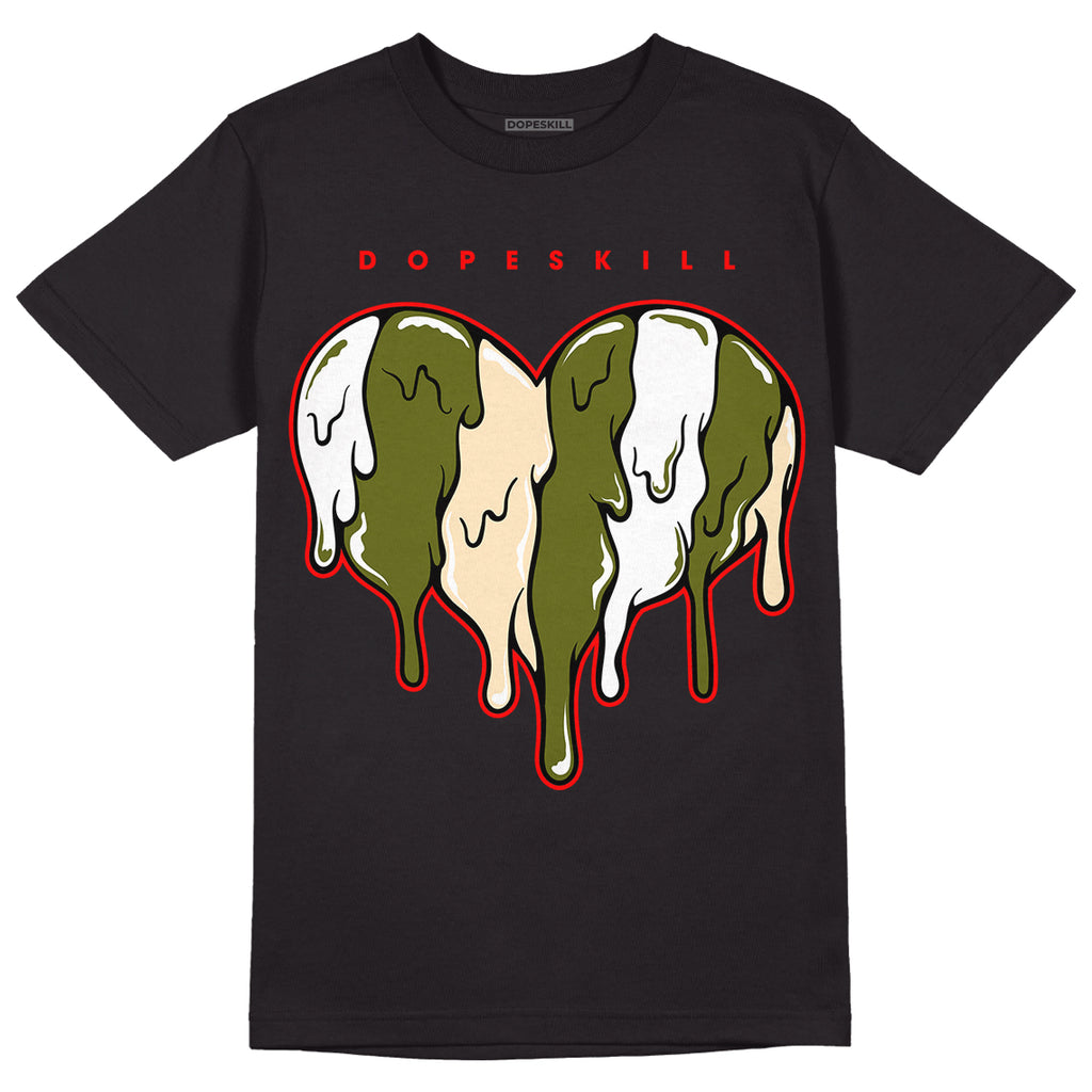 Travis Scott x Jordan 1 Low OG “Olive” DopeSkill T-Shirt Slime Drip Heart Graphic Streetwear - Black