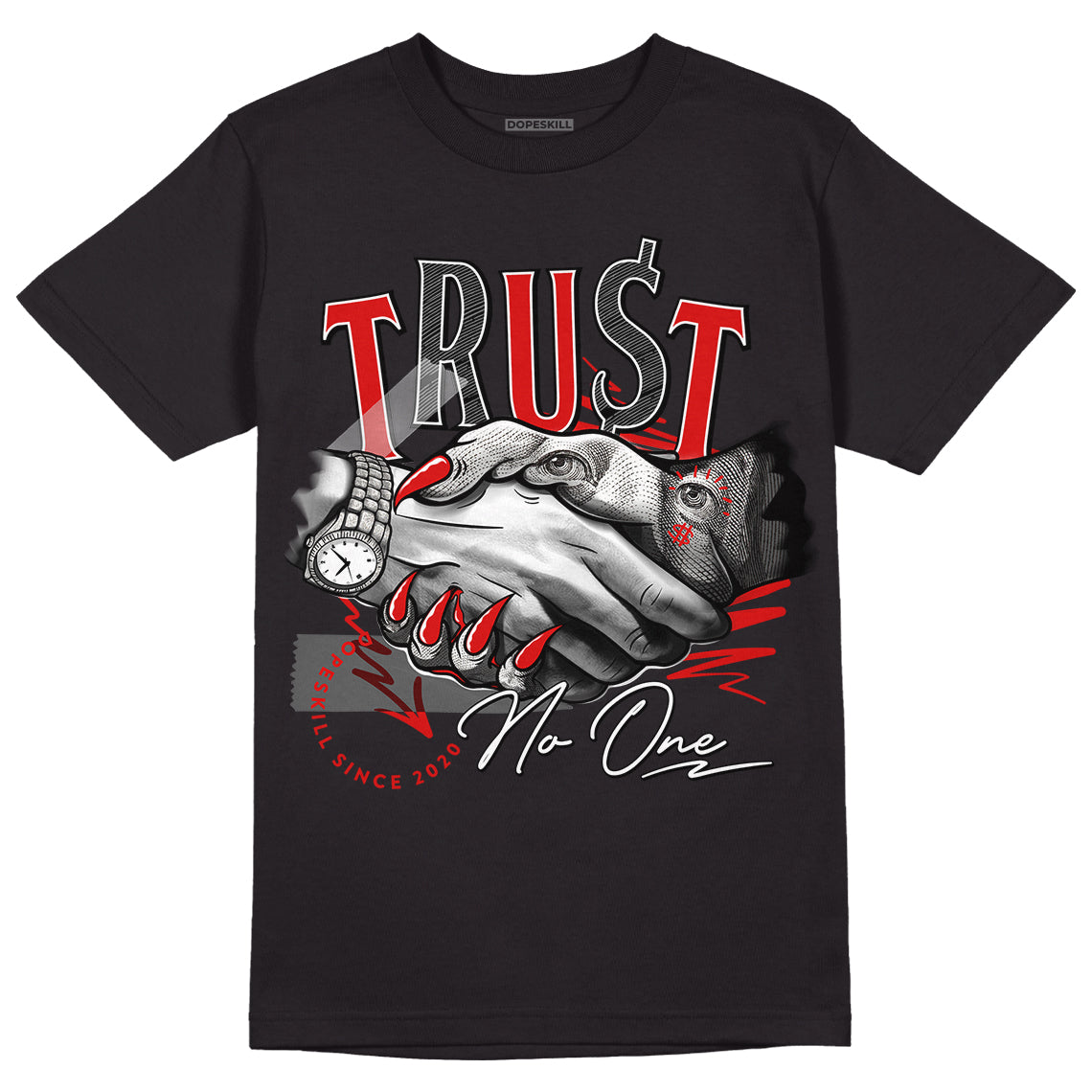 Jordan 12 Retro ‘Gym Red’ DopeSkill T-Shirt Trust No One Graphic Streetwear - Black 