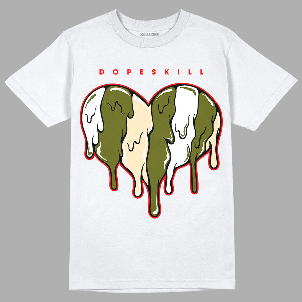 Travis Scott x Jordan 1 Low OG “Olive” DopeSkill T-Shirt Slime Drip Heart Graphic Streetwear - White