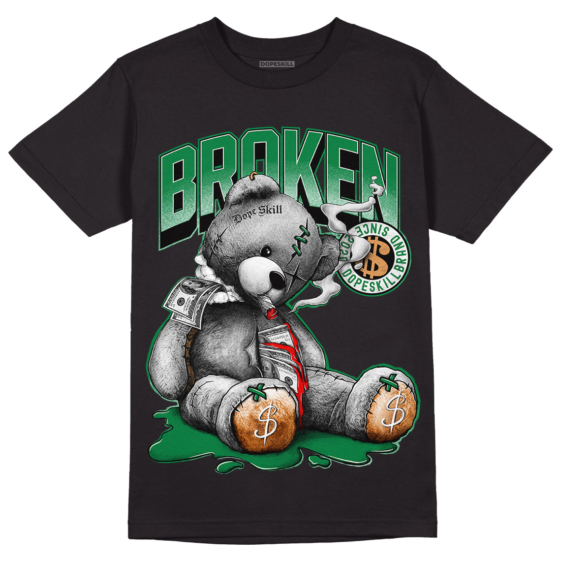 Nike SB x Jordan 4 “Pine Green” DopeSkill T-Shirt Sick Bear Graphic Streetwear - Black