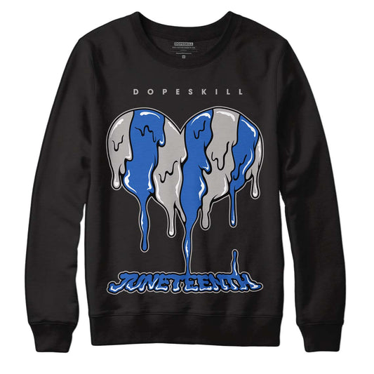 True Blue 1s DopeSkill Sweatshirt Juneteenth Heart Graphic - Black