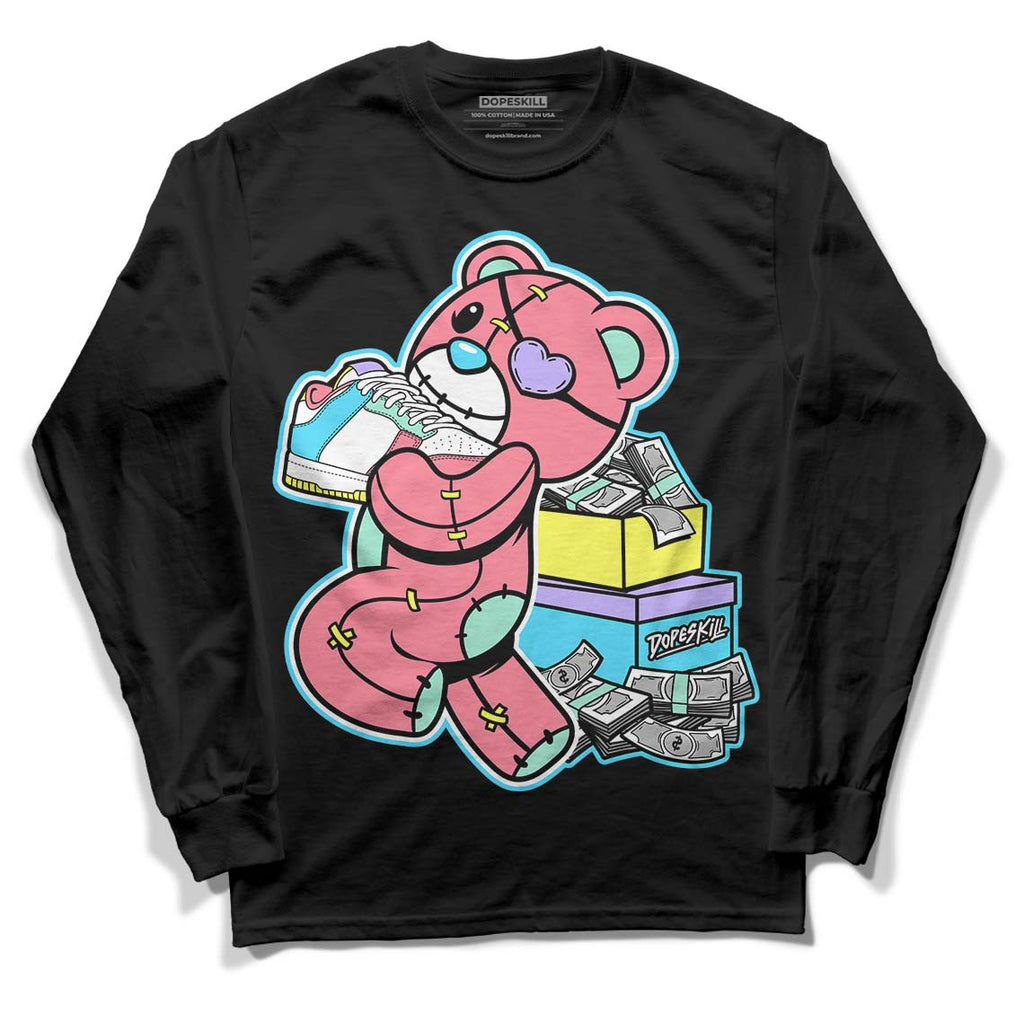 Candy Easter Dunk Low DopeSkill Long Sleeve T-Shirt Bear Steals Sneaker Graphic -Black