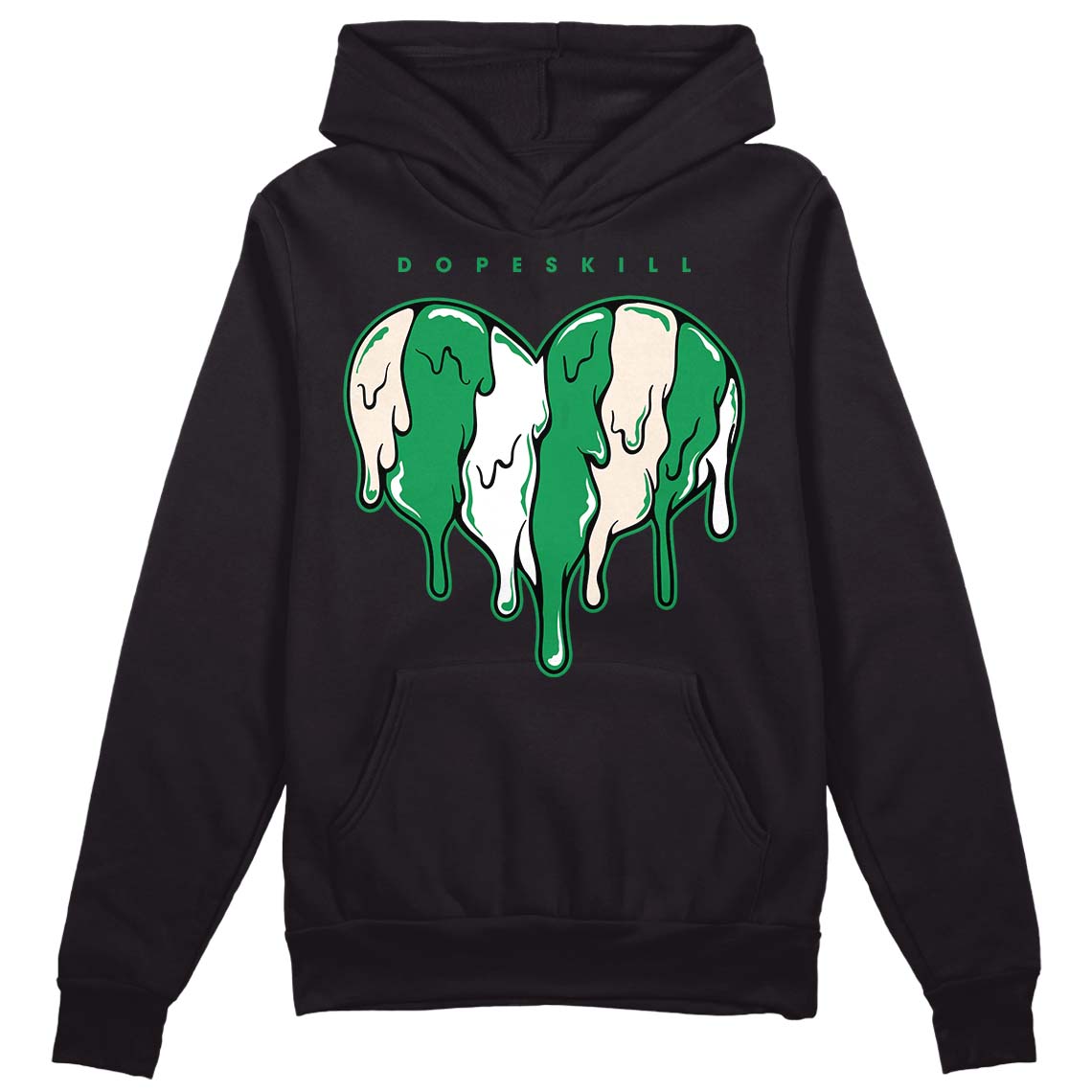 Jordan 2 Retro Lucky Green DopeSkill Hoodie Sweatshirt Slime Drip Heart Graphic Streetwear - Black