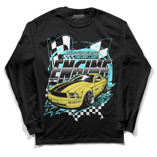 Aqua 5s DopeSkill Long Sleeve T-Shirt ENGINE Tshirt Graphic - Black