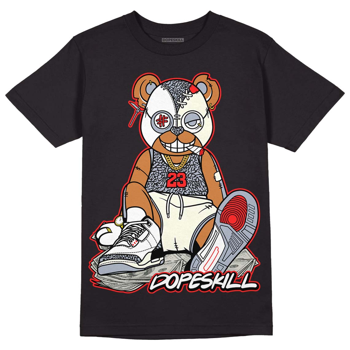 Jordan 3 Retro White Cement Reimagined DopeSkill T-Shirt Greatest Graphic Streetwear - Black