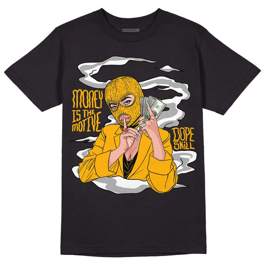 Goldenrod Dunk DopeSkill T-Shirt Money Is The Motive Graphic - Black