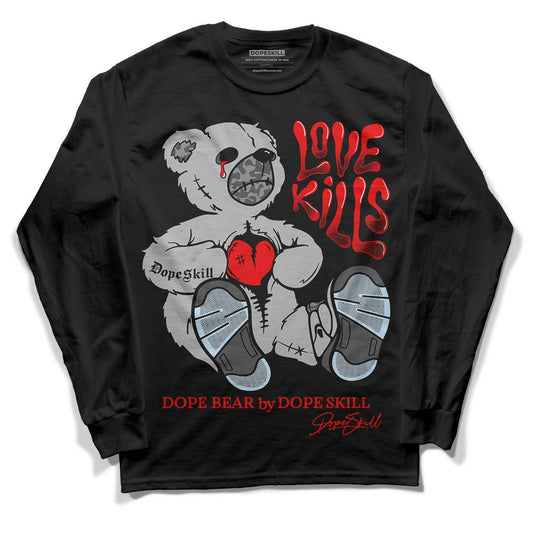 Jordan 5 Retro P51 Camo DopeSkill Long Sleeve T-Shirt Love Kills Graphic Streetwear  - Black 