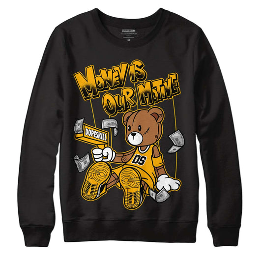 Goldenrod Dunk DopeSkill Sweatshirt Money Is Our Motive Bear Graphic - Black 