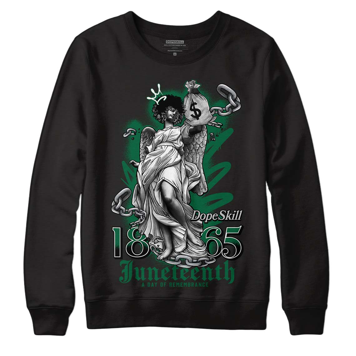 Gorge Green 1s DopeSkill Sweatshirt Juneteenth Graphic - Black 