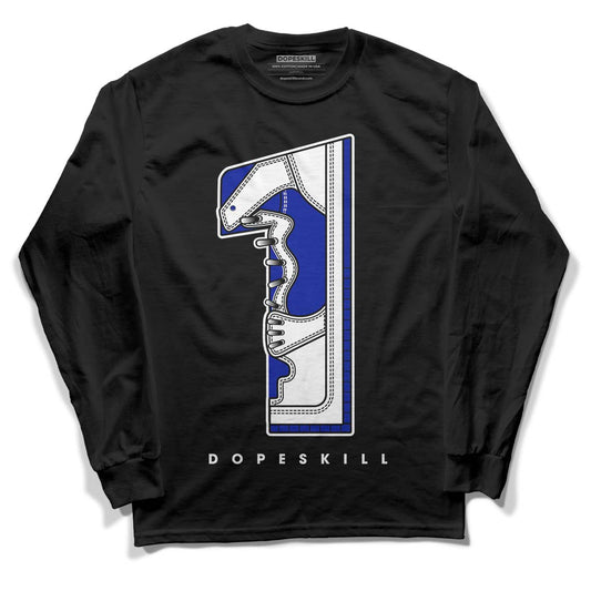 Racer Blue White Dunk Low DopeSkill Long Sleeve T-Shirt No.1 Graphic - Black