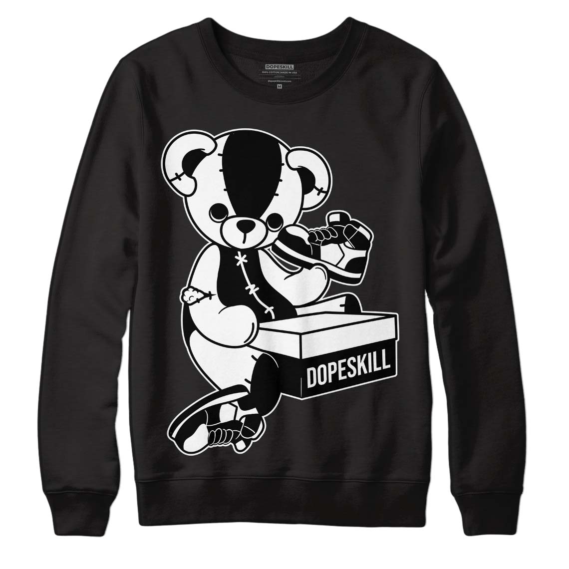 Jordan 1 High 85 Black White DopeSkill Sweatshirt Sneakerhead BEAR Graphic Streetwear - Black 