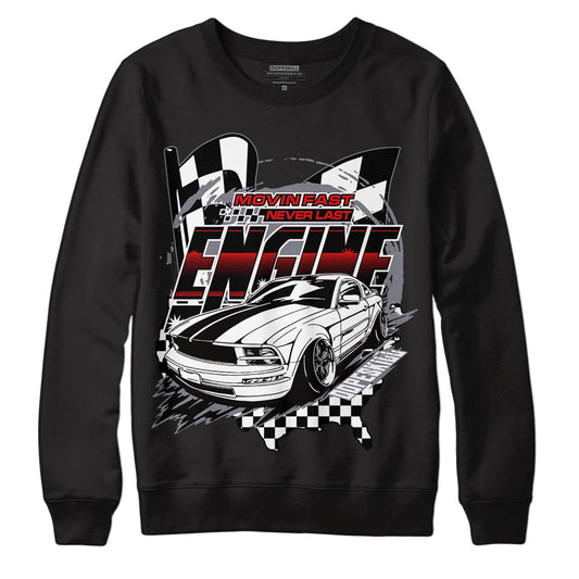 Fire Red 9s DopeSkill Sweatshirt ENGINE Tshirt Graphic - Black 