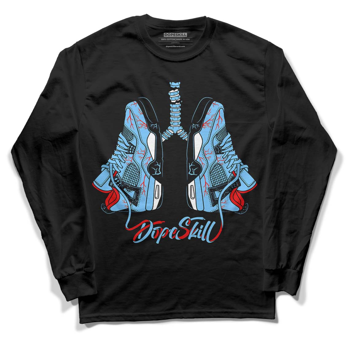 Travis Scott x Jordan 4 Retro 'Cactus Jack' DopeSkill Long Sleeve T-Shirt Breathe Graphic Streetwear - Black