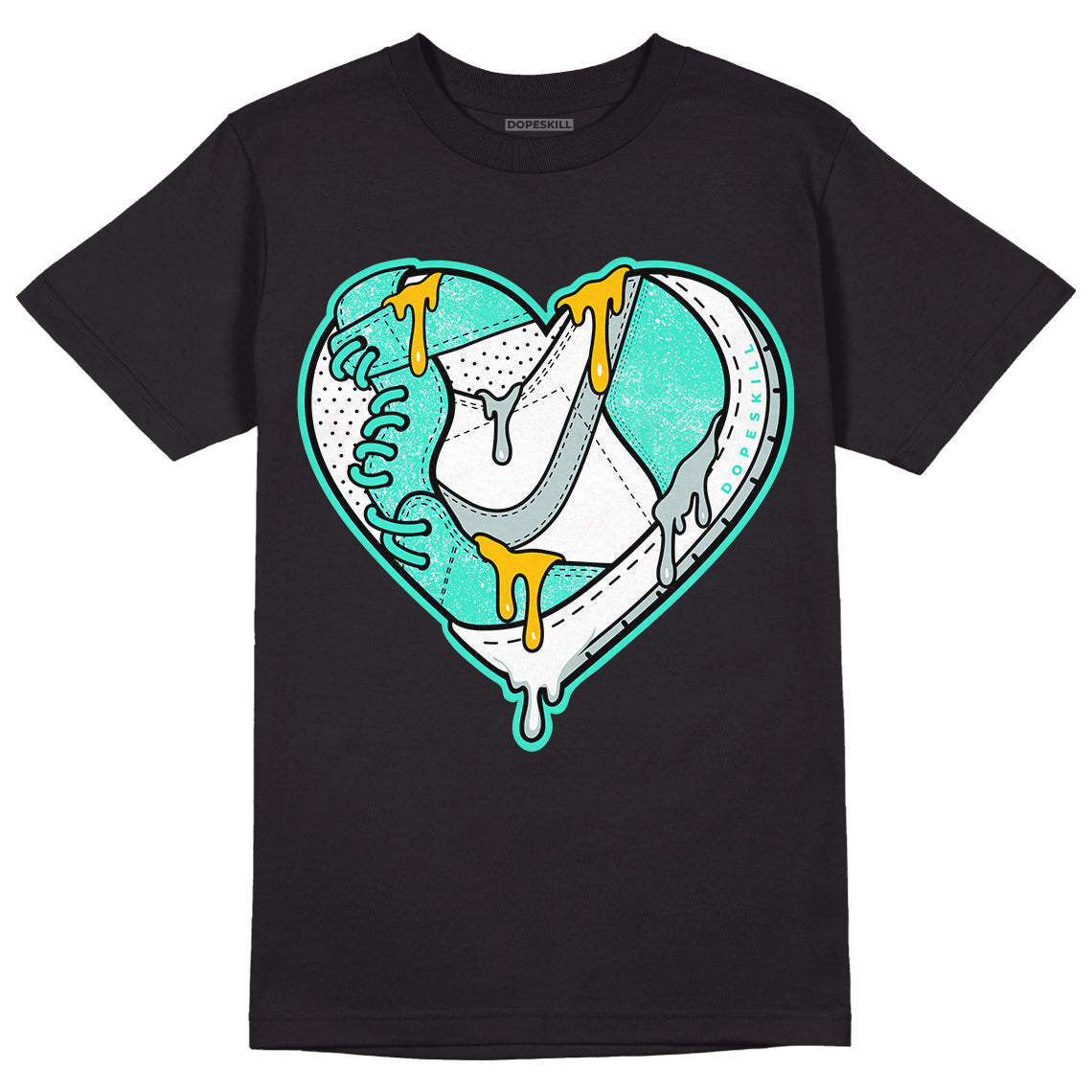 New Emerald 1s DopeSkill T-Shirt Heart Jordan 1 Graphic - Black